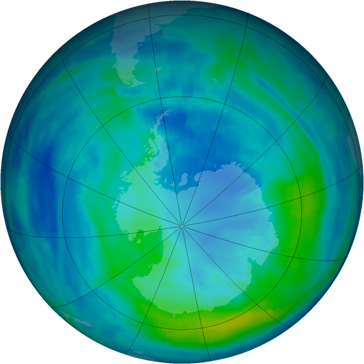 Antarctic ozone map for 14 April 1997